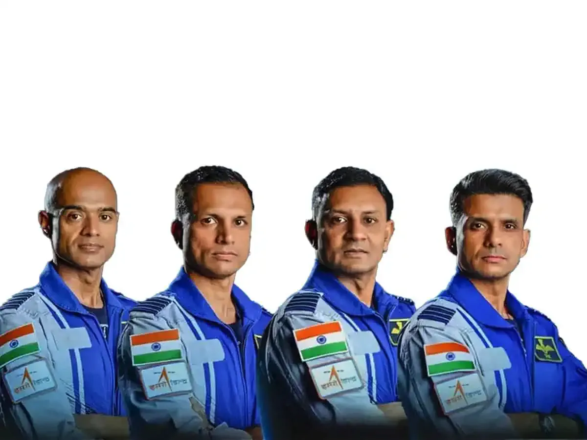 ISRO’s initial Astronaut corp. From left to right: Group Captains Prasanth Balakrishnan Nair, Ajit Krishnan, Angad Pratap and Wing Commander Shubhanshu Shukla