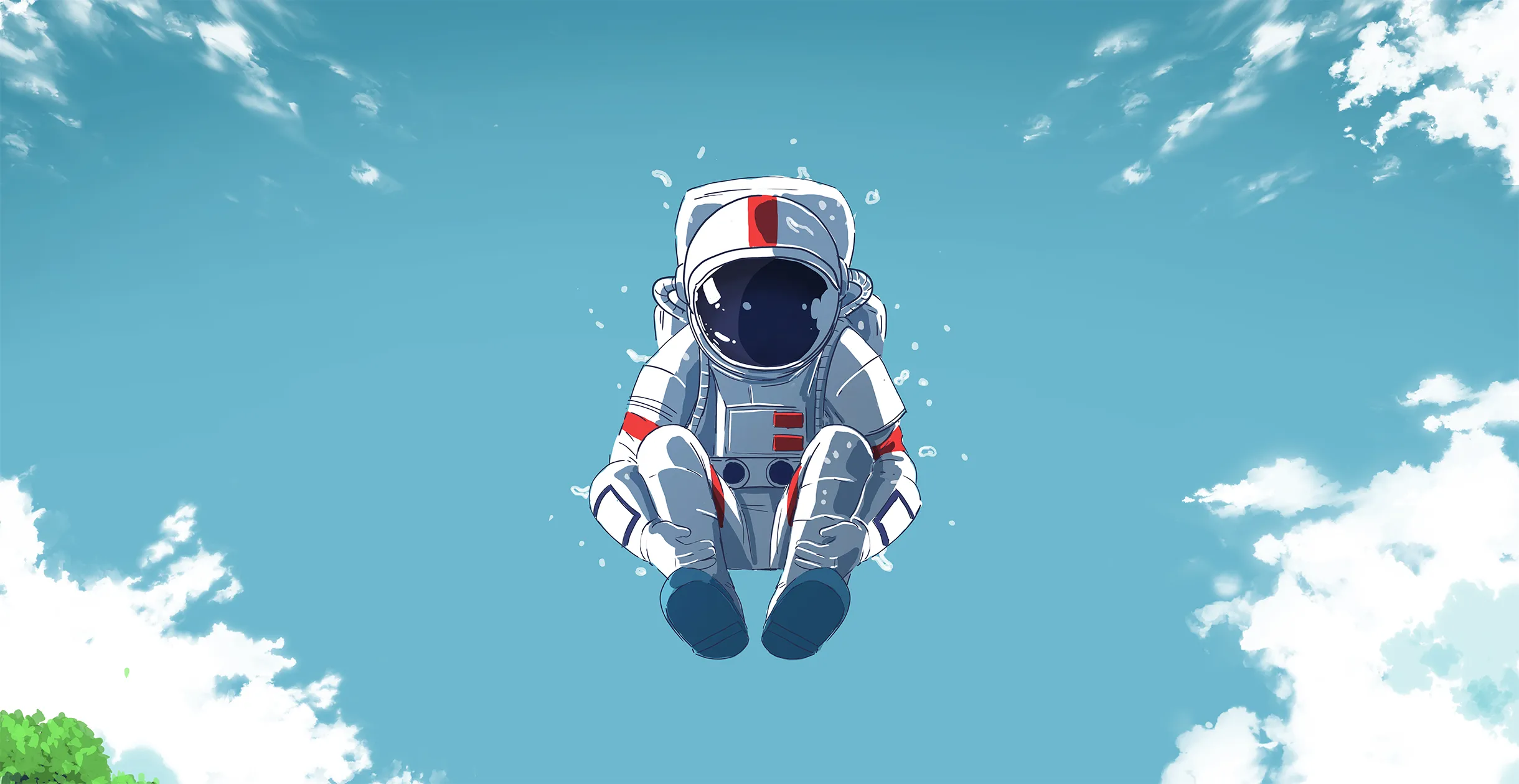 astronaut splashing in pool